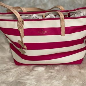 Kate Spade ♠️ Pink & White striped bag.